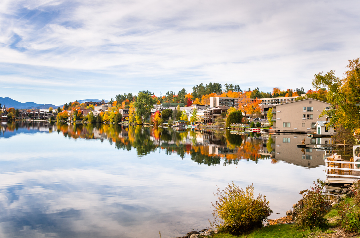 Mountain Village of Lake Placid on a Cloudy Autumn Day